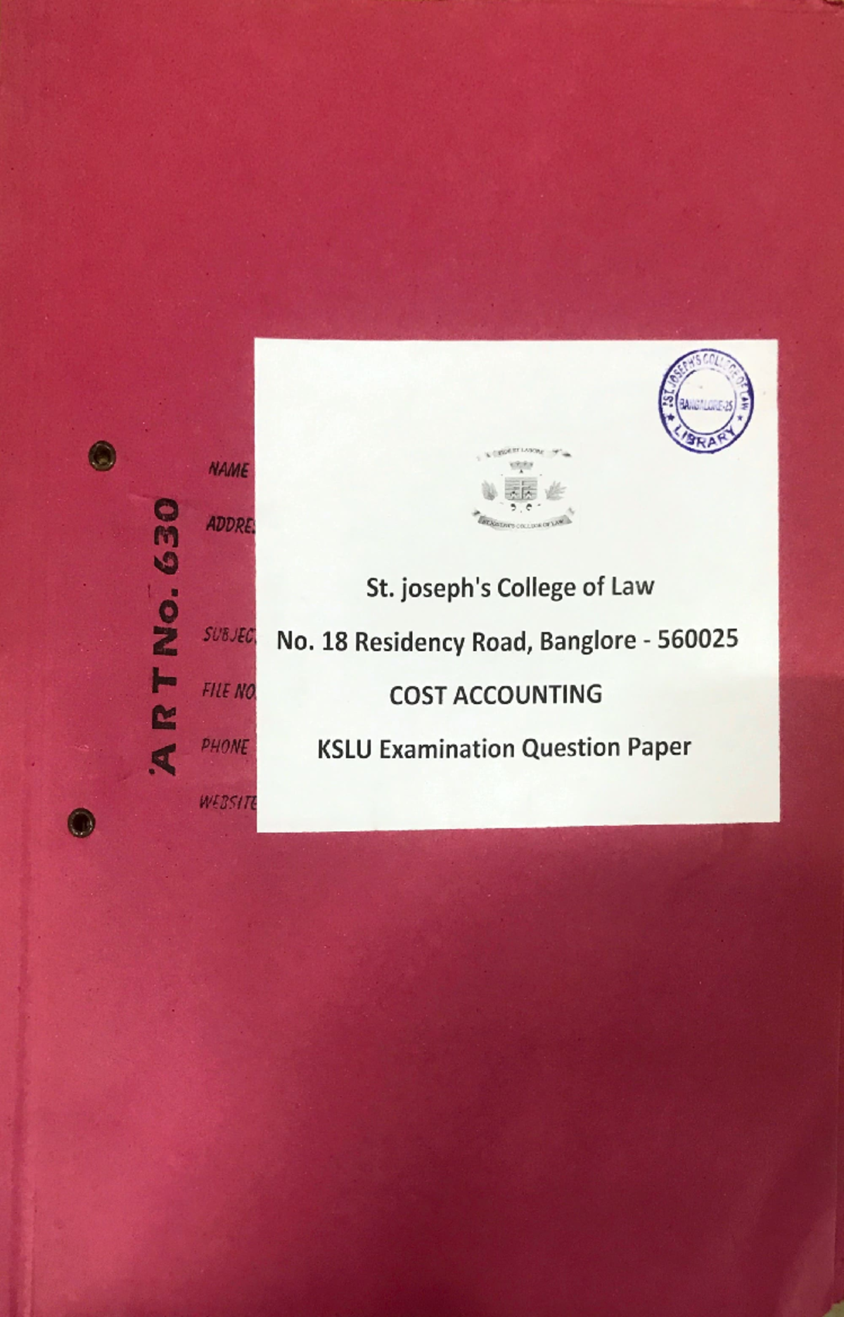 Cost Accounting KSLU Exam Questions and Solutions - Studocu