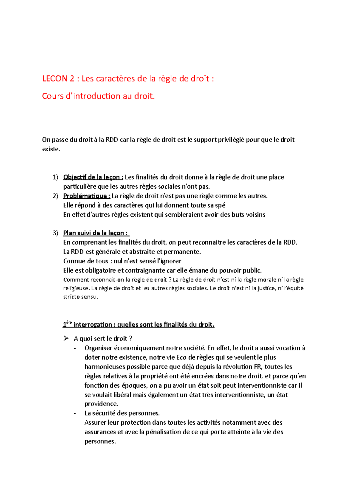 chapitre 2 intro au droit - LECON 2 : Les caractères de la règle de ...