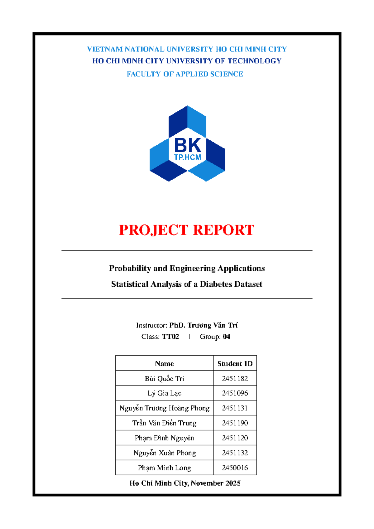 Statistical Analysis of Diabetes Dataset - Project Report TT02 Group 04 ...