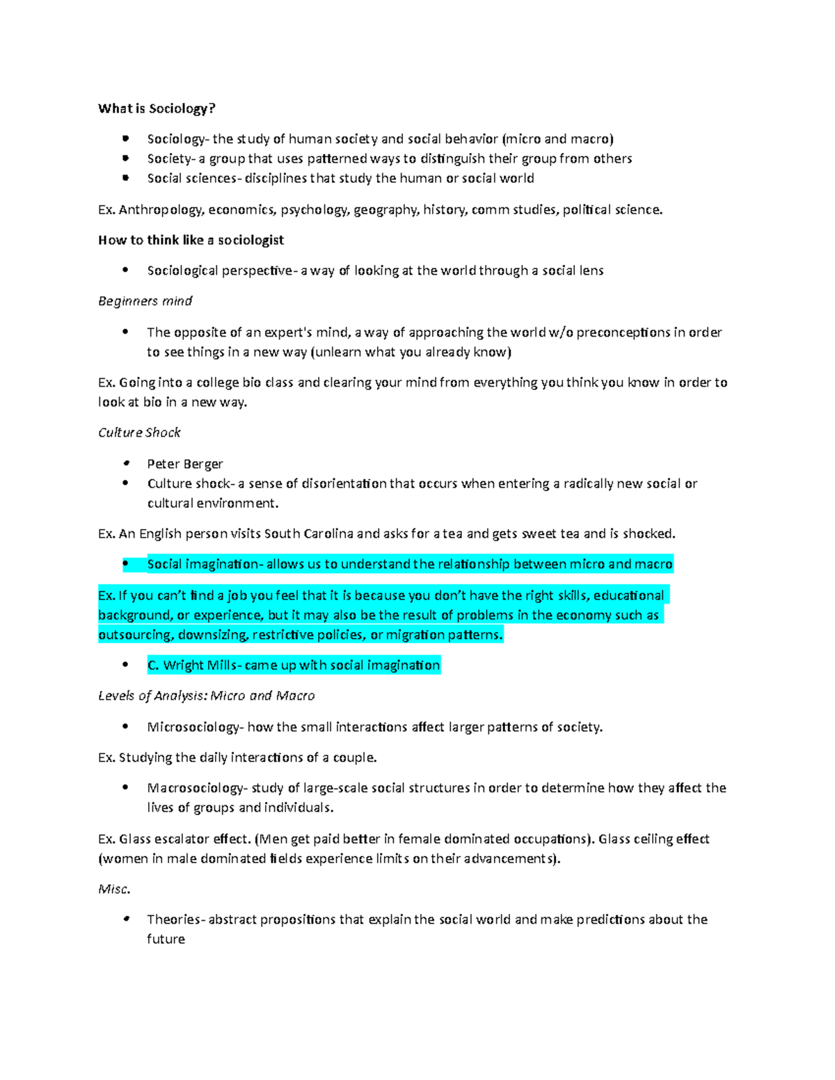 Sociology 101: Chapter 1 Study Review and Key Concepts - Studocu