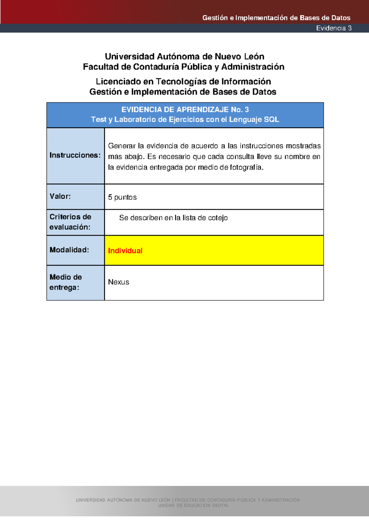 Evidencia 3 GIBD 21 - Test SQL y Ejercicios LTI 2023 - Studocu
