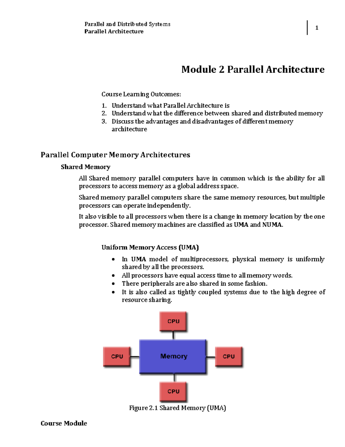 Week 2 - Parallel Architecture Module - Parallel and Distributed ...