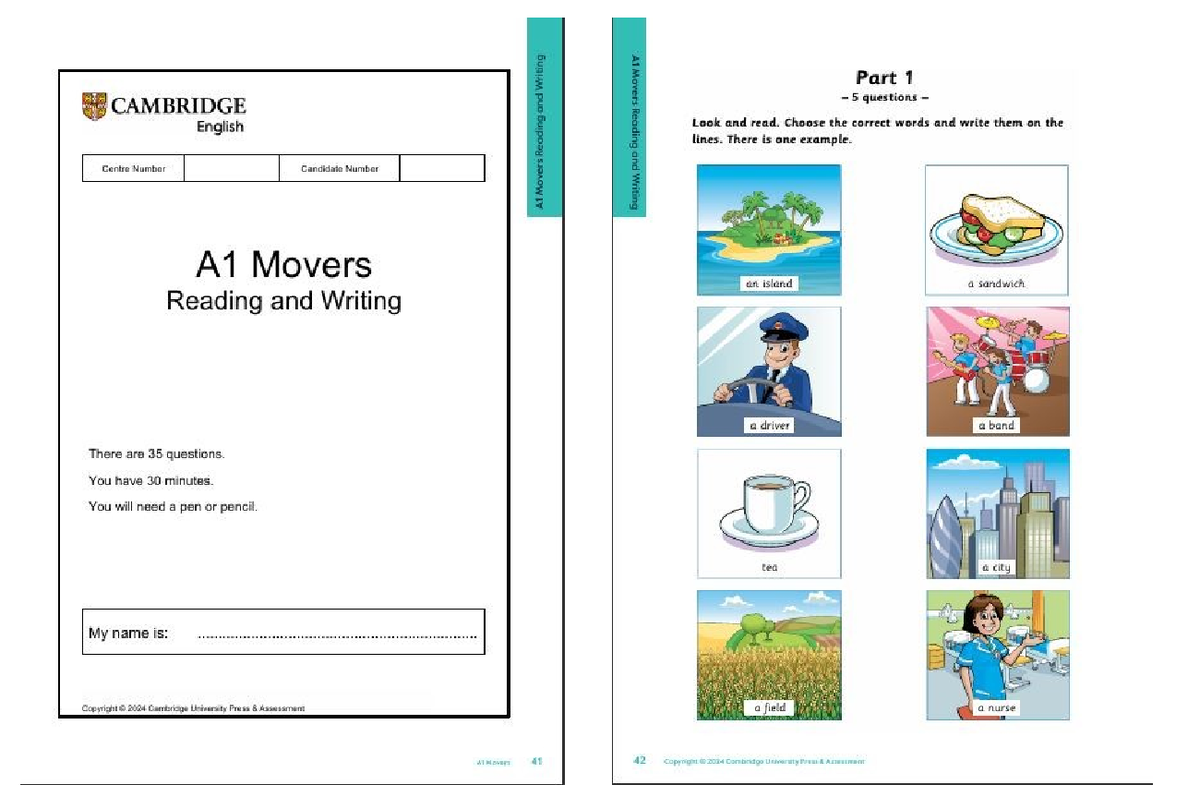 A1 Movers Reading and Writing Practice Questions - Studocu