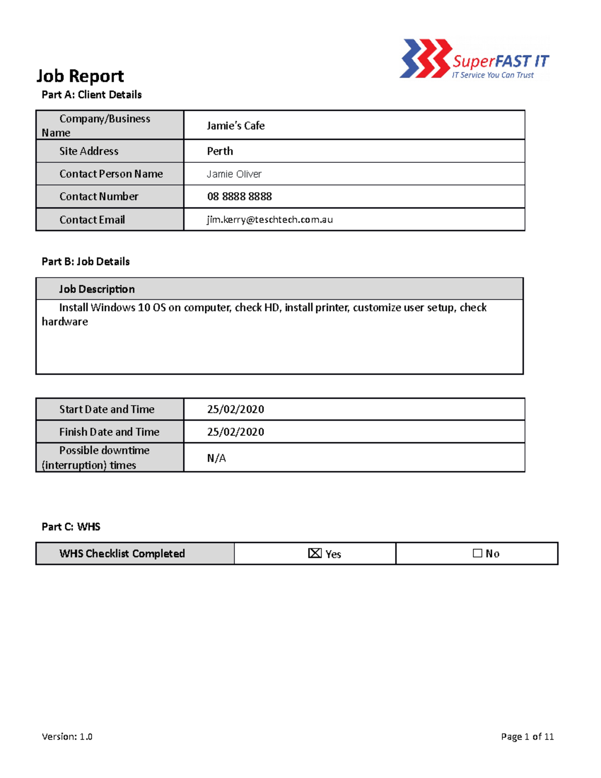 Job Report Form V1 for Windows 10 Installation & Setup - Studocu