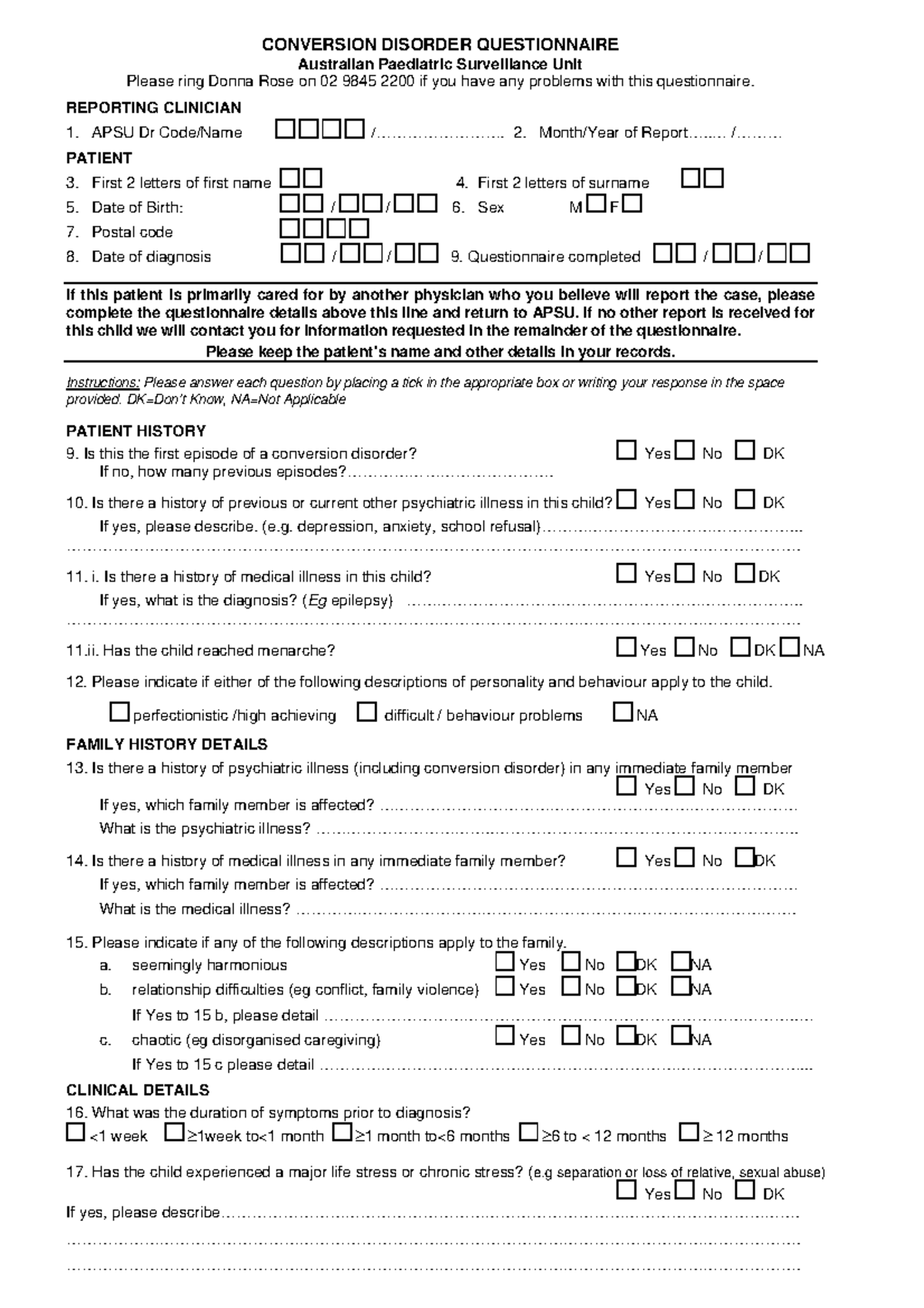 CONV-questionnaire - Psychology material - CONVERSION DISORDER ...