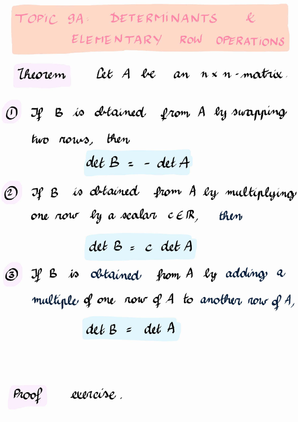Week 9 - Determinants & Elementary Row Operations Notes - Studocu
