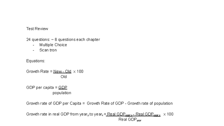 MacroEconomics Unit 1 Study Guide: Key Concepts & Equations - Studocu