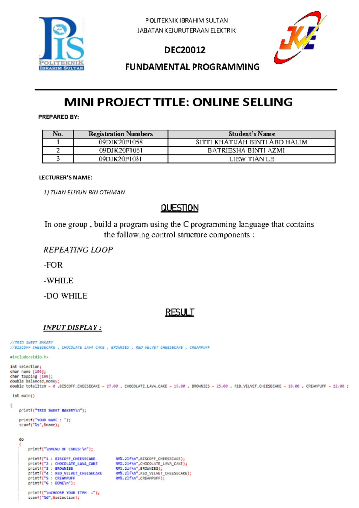 Mini Project on C Programming: Online Selling System (MDT101) - Studocu