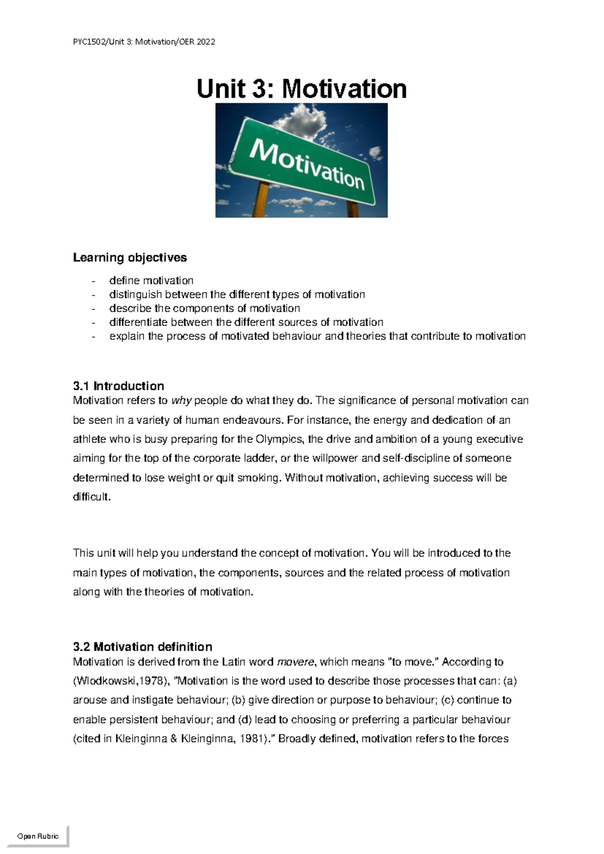 PYC1502: Motivation Explained – Key Concepts, Theories, and ...