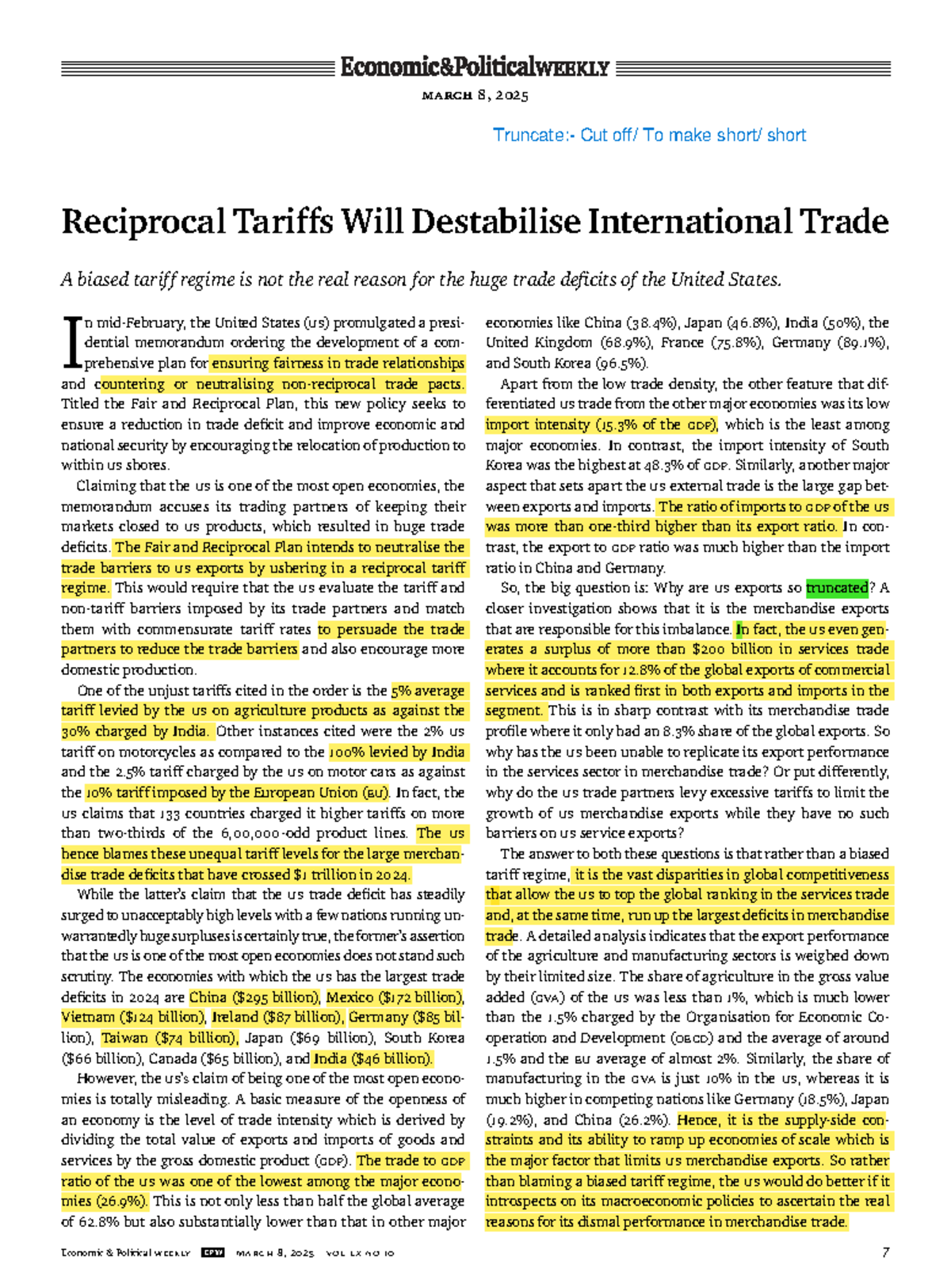 Reciprocal Tariffs Will Destabilise International Trade - EPW March ...