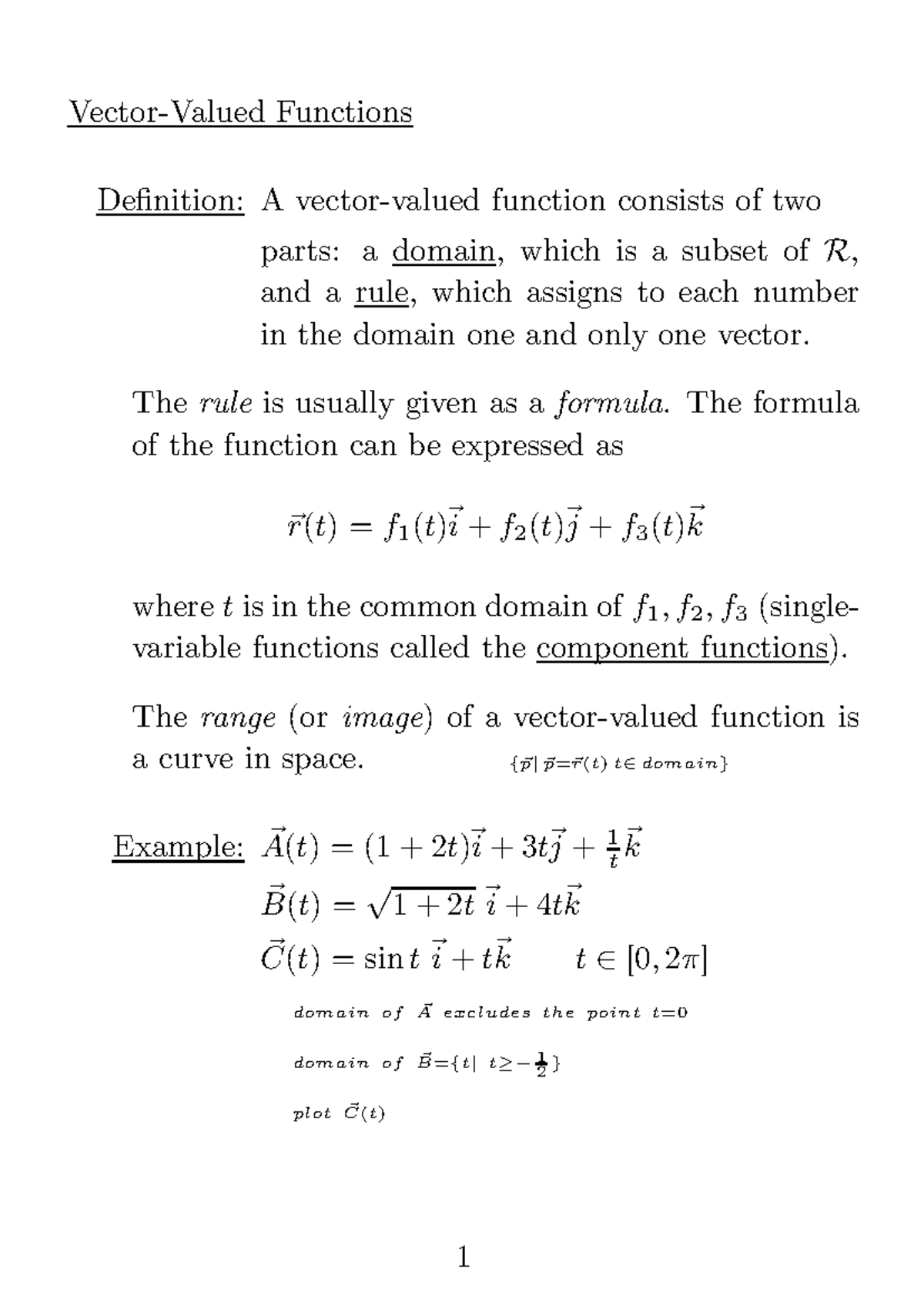Vector-Valued Functions: Definitions & Examples (Mo Mu) - Studocu