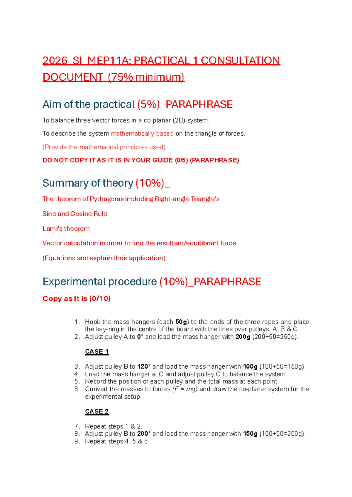 2026_SI_MEP11A: Practical 1 - Balancing Vector Forces in 2D - Studocu