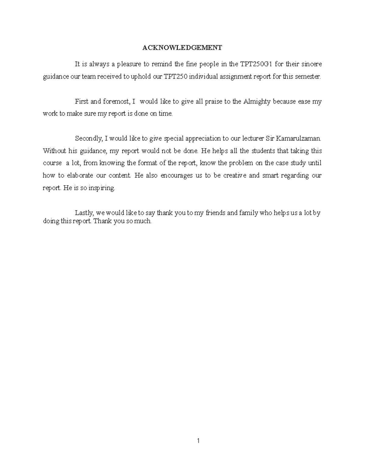 TPT individual Aassigment (history of Privatization) - ACKNOWLEDGEMENT ...