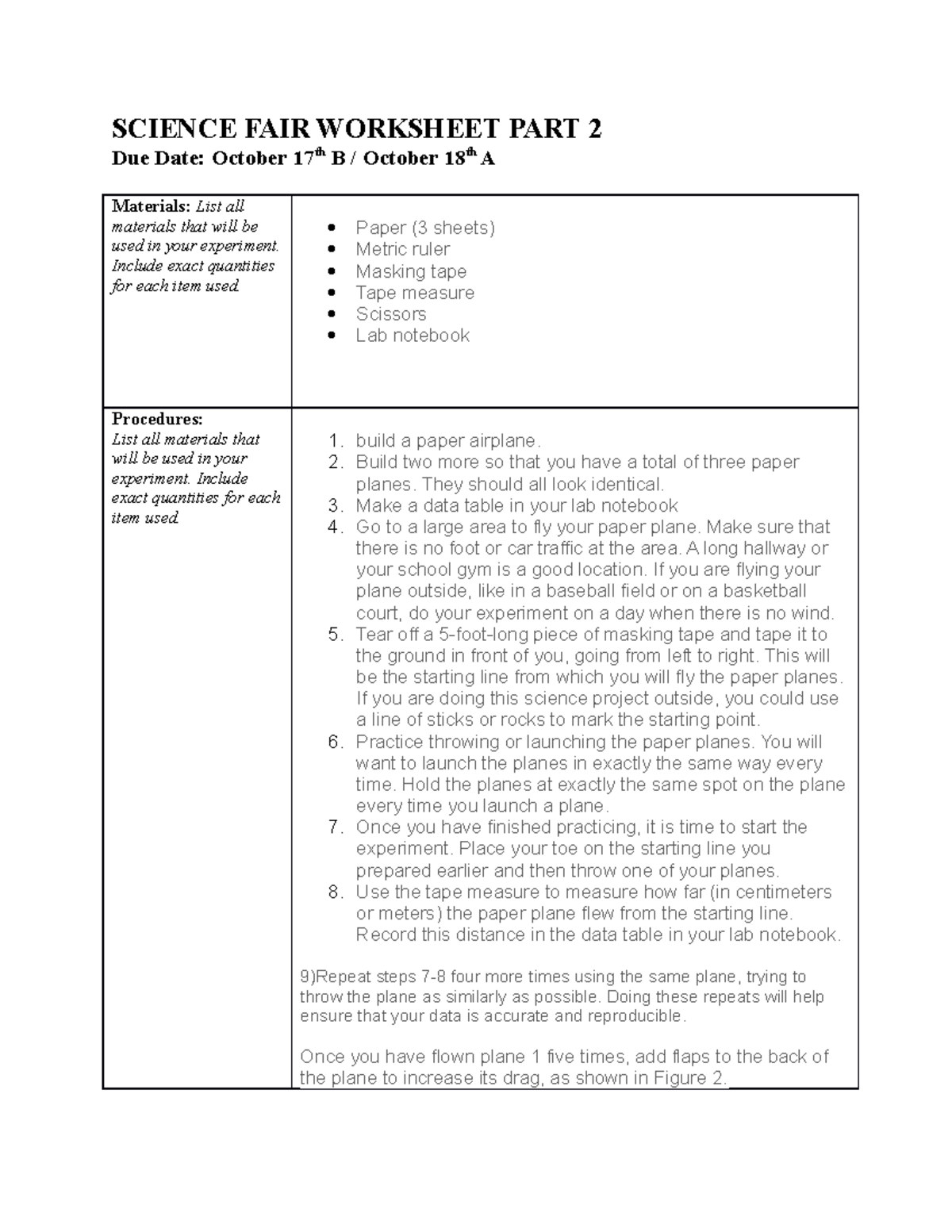 Science Fair Worksheet Part 2^M2 copy - SCIENCE FAIR WORKSHEET PART 2 ...