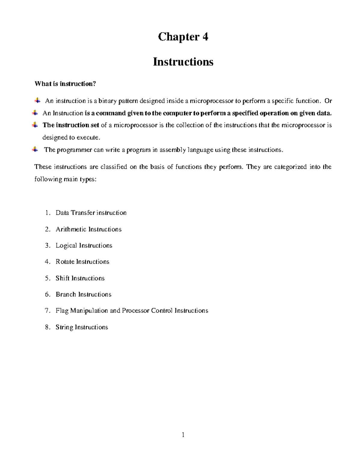 MP&AL Ch4 - Xccv - Chapter 4 Instructions What is instruction? An ...