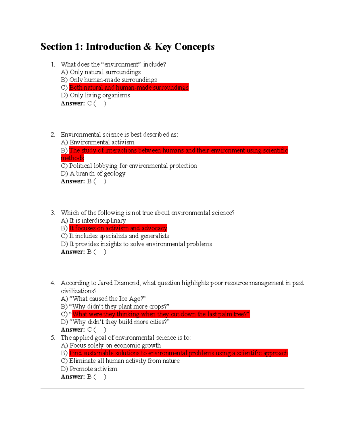 Environmental Science Study Guide (ES 101) - Studocu