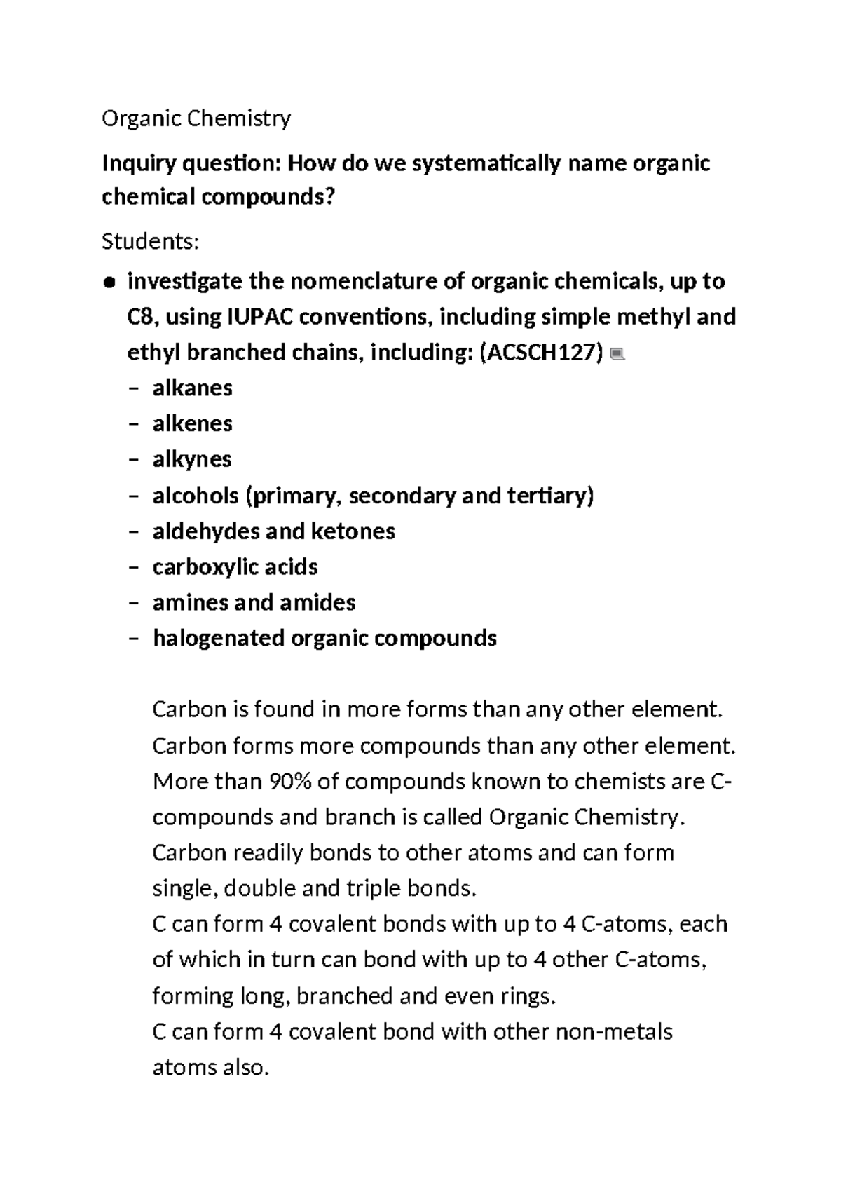 Organic Chemistry (ACSCH127): Systematic Nomenclature of Compounds ...