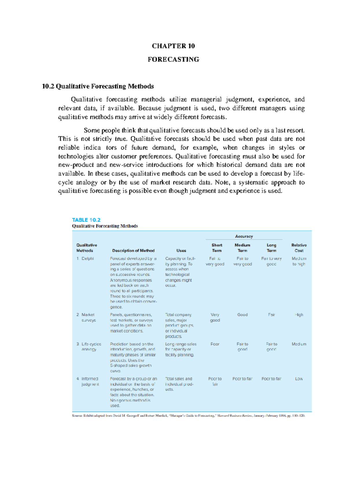 Chapter 10 Forecasting: Qualitative Methods Explained (C10) - Studocu