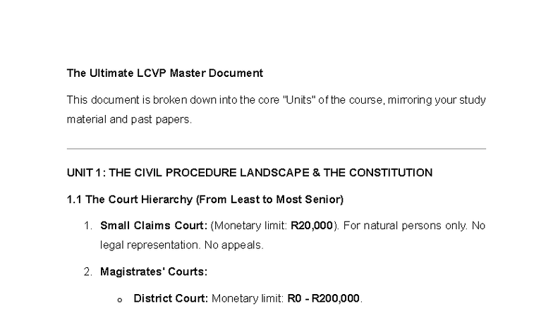 The Ultimate LCVP Master Document - UNIT 1: THE CIVIL PROCEDURE ...