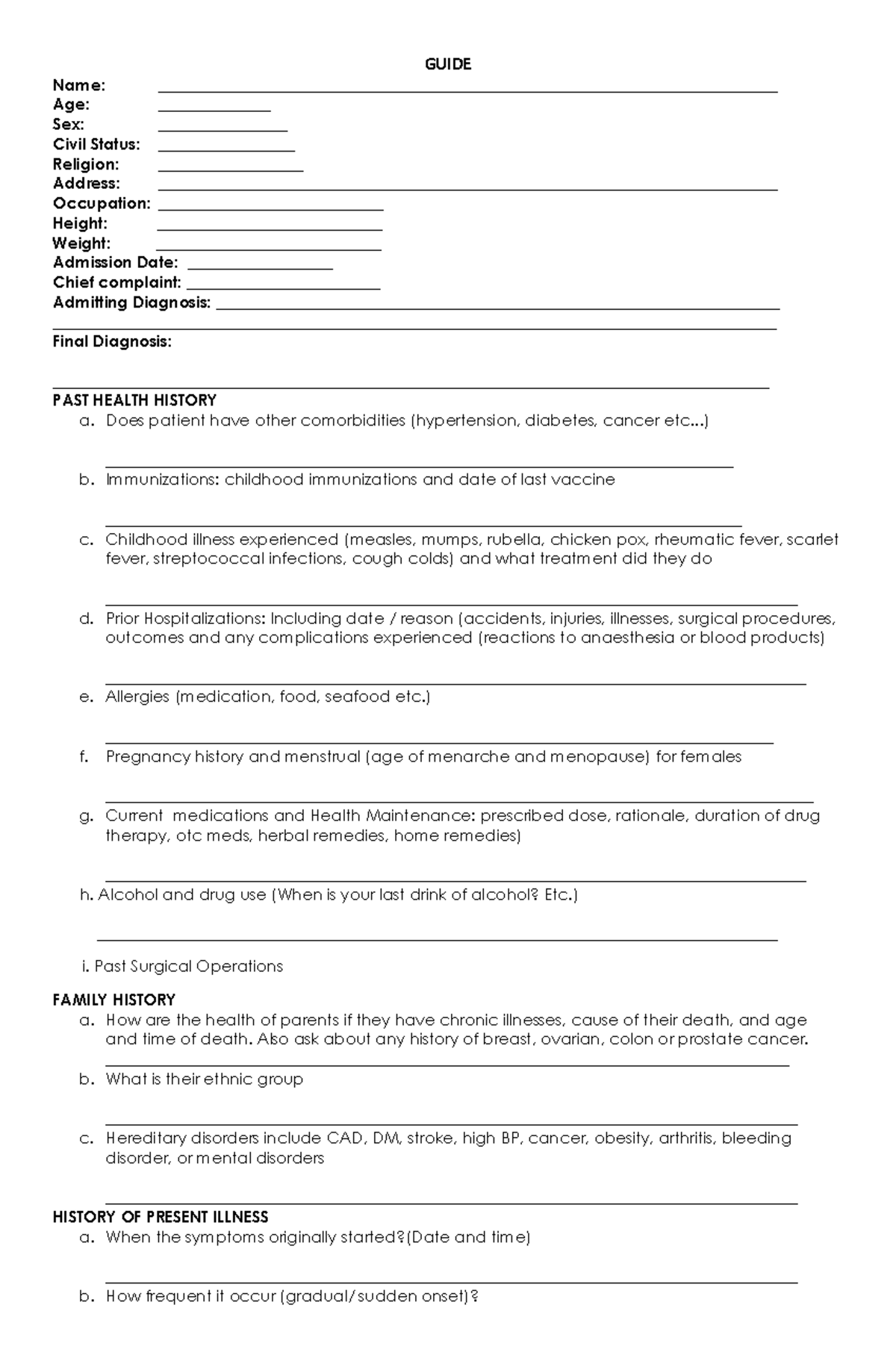 Case Study Assessment Guide: Comprehensive Patient Evaluation - Studocu