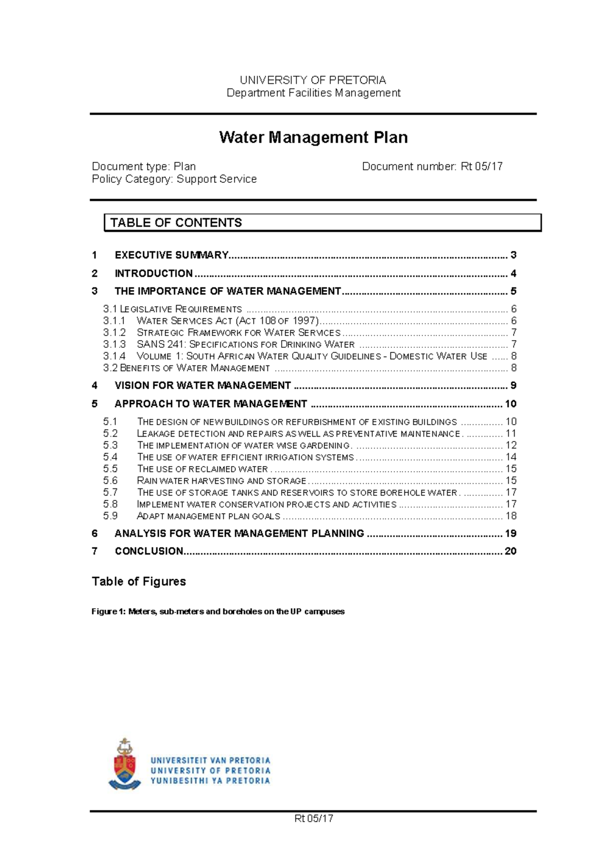UP Water Management Plan: Strategies for Sustainable Use and ...