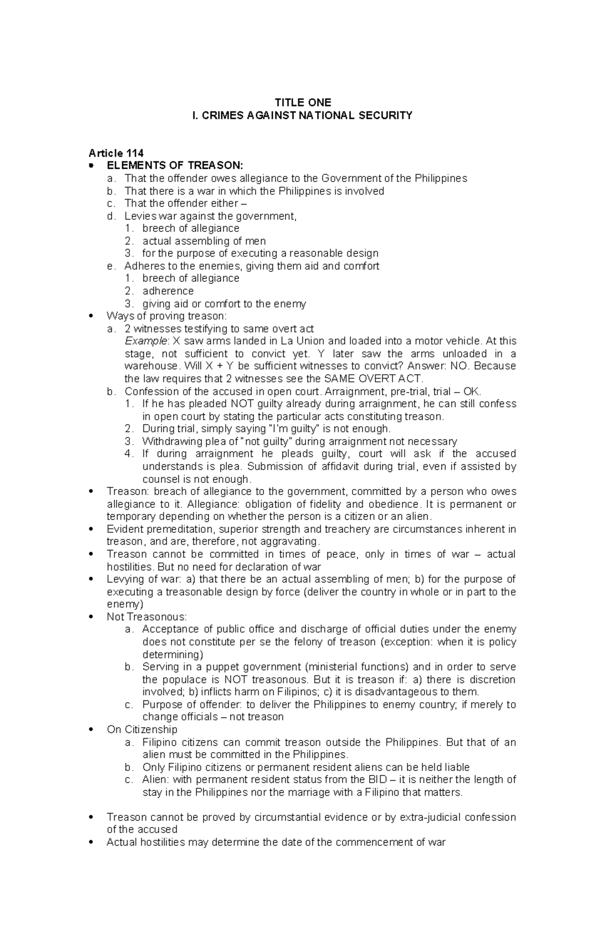 Criminal Law 2 (Article 114-365) - TITLE ONE I. CRIMES AGAINST NATIONAL ...