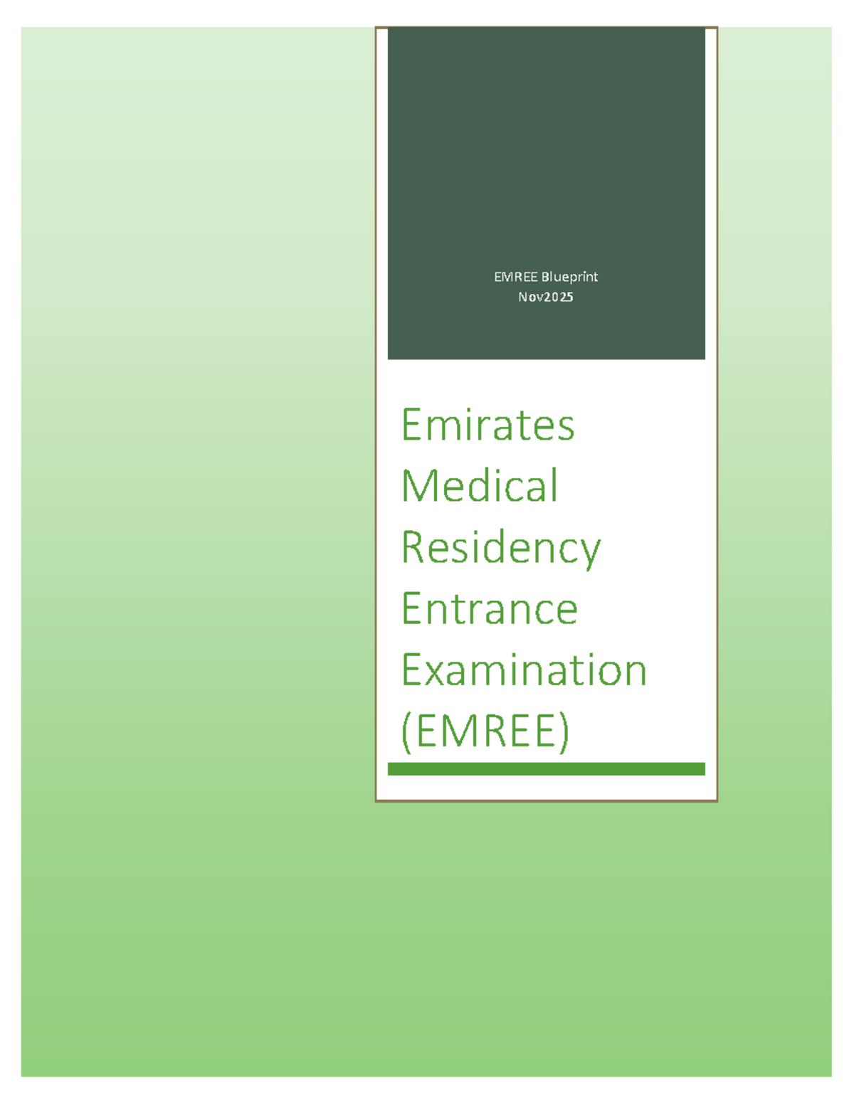 EMREE Blueprint for Nov 2025: Preparation Guide for Medical Residency ...