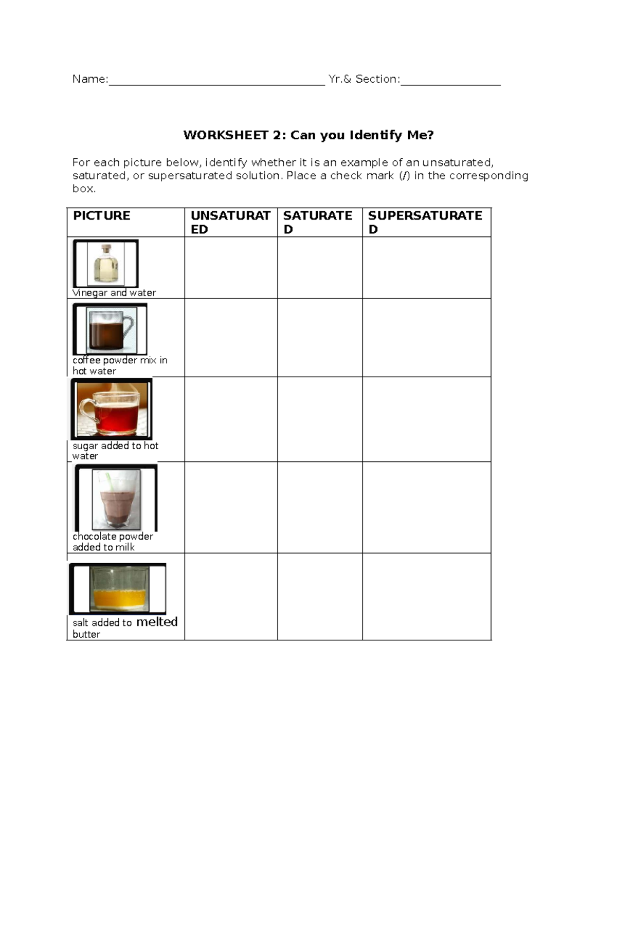 SIM - Worksheet 2: Identifying Solutions (Saturated, Unsaturated, - Document Preview