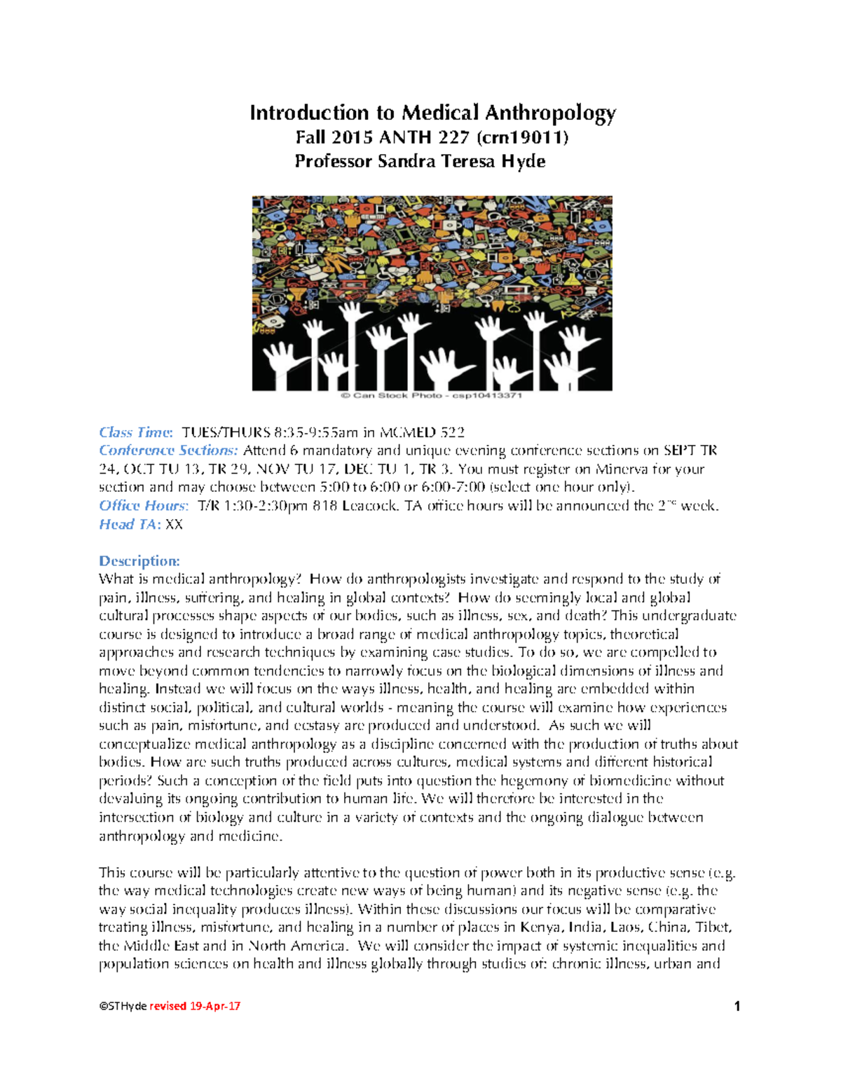 ANTH 227 Medical Anthropology Syllabus Fall 2015 - Key Notes - Studocu