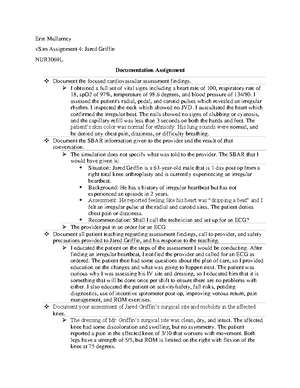 Edith VSIM 2 - Vsims Assignment - vSim Health Assessment Case 9: Edith ...
