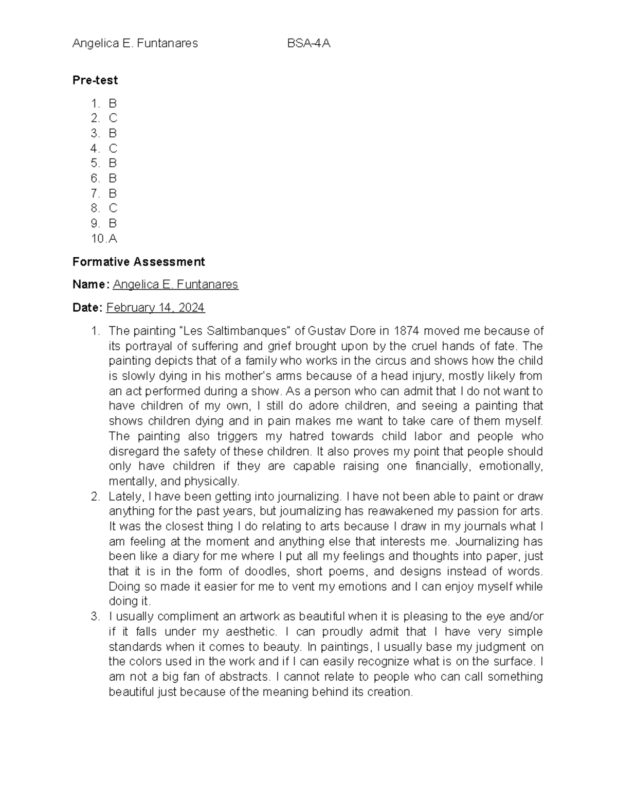 Formative Assessment: Arts & Humanities Module 1 by Angelica E ...