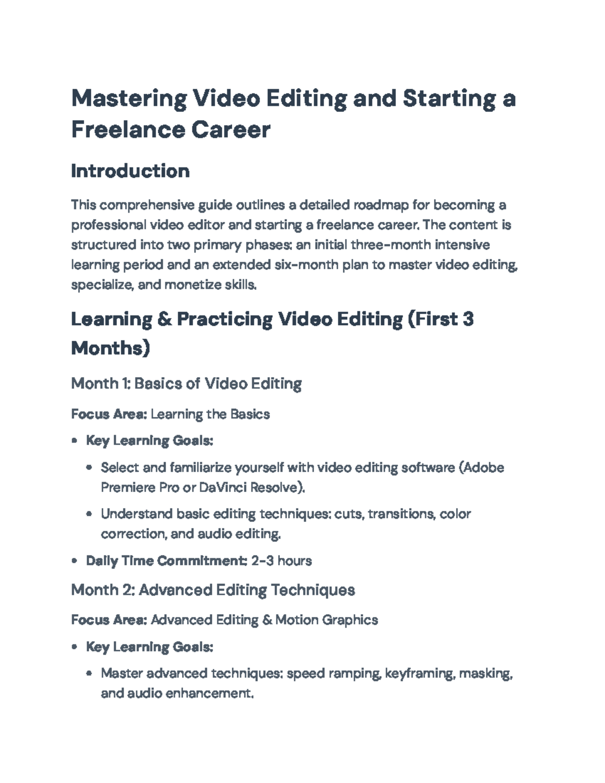 6-Month Roadmap to Master Video Editing & Freelancing Skills ...