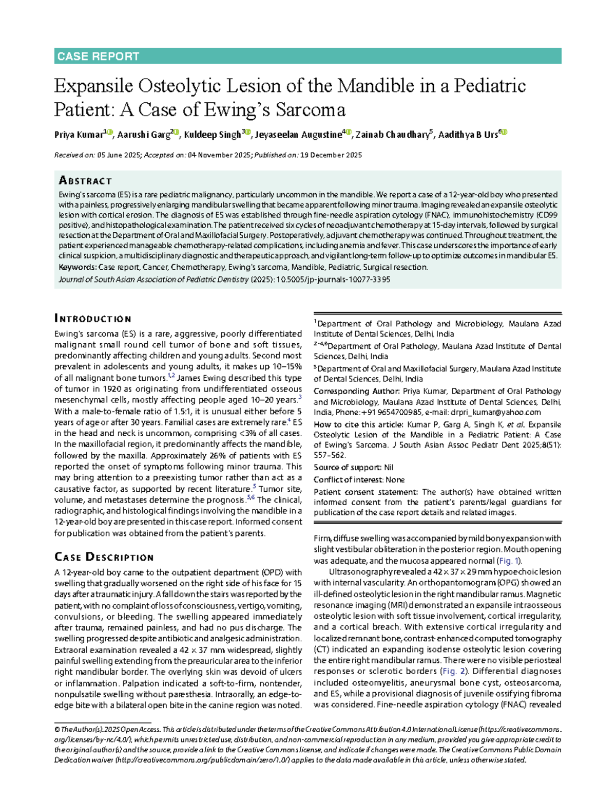 CASE REPORT: Expansile Osteolytic Mandibular Lesion in Pediatric Ewing ...
