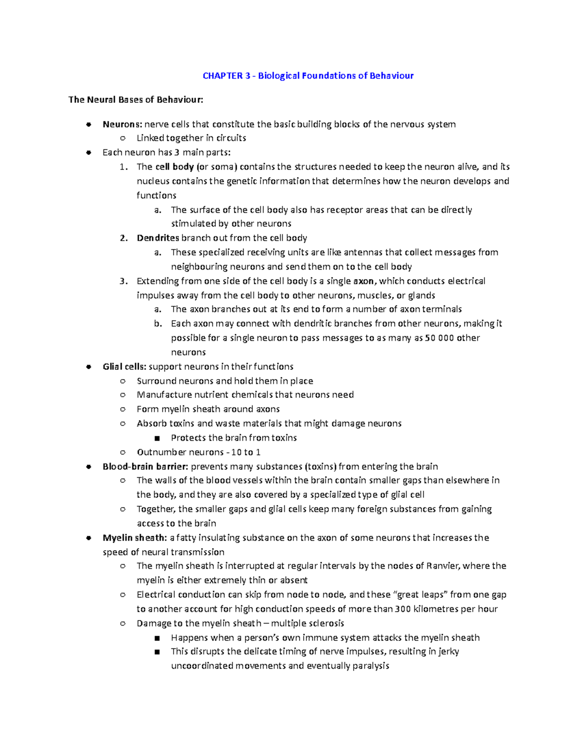 Chapter 3 - Biological Foundations of Behaviour and Neural Mechanisms ...
