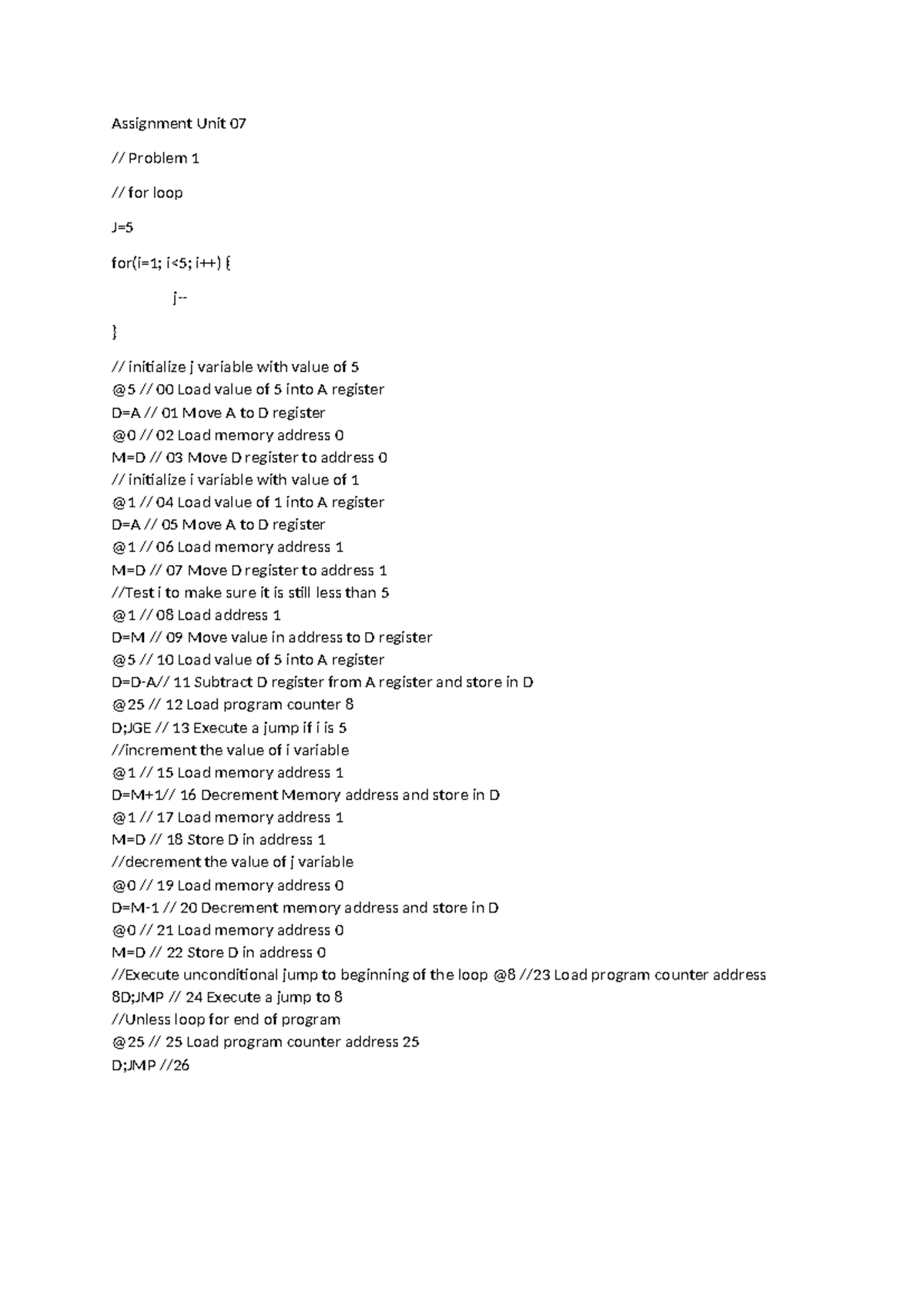 Programming Assignment Unit 07: Control Structures & Arrays - Studocu