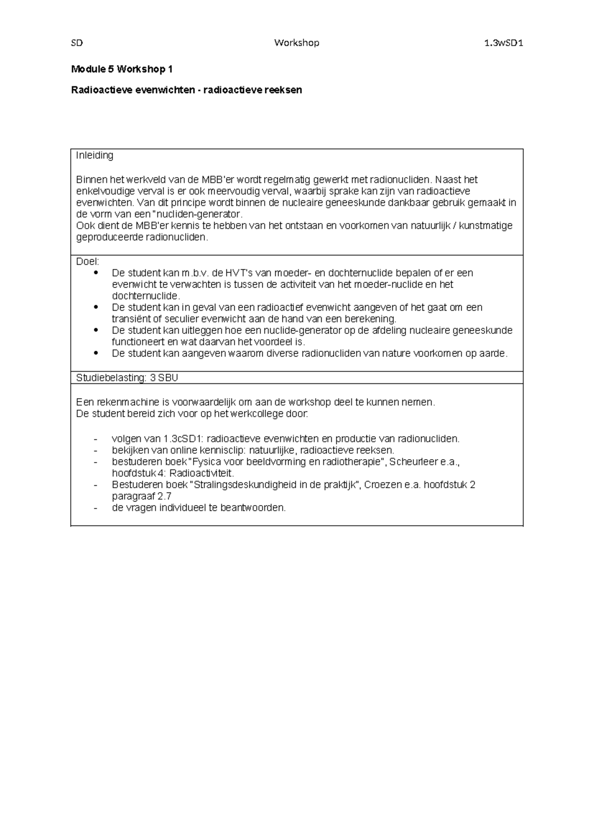 Radioactieve Evenwichten en Reeksen - MBB Module 5 Werkcollege ...