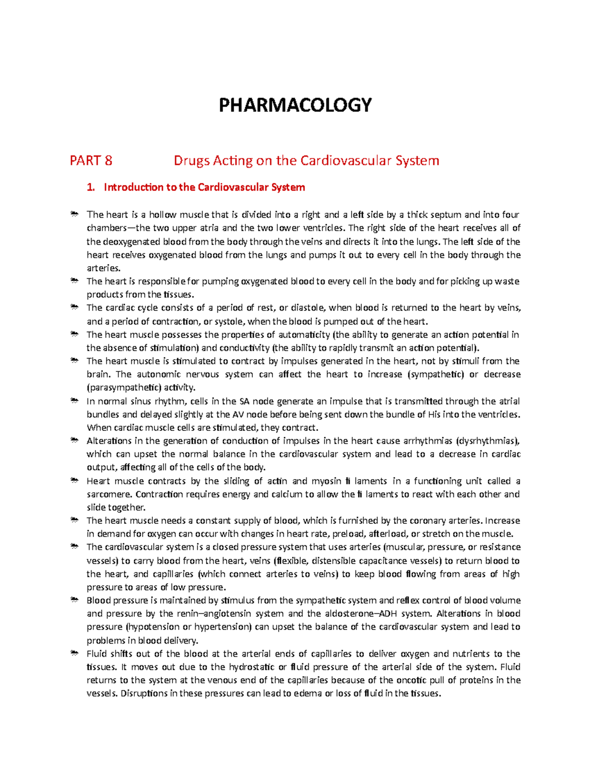 Pharmacology 8: Drugs Targeting the Cardiovascular System - Studocu