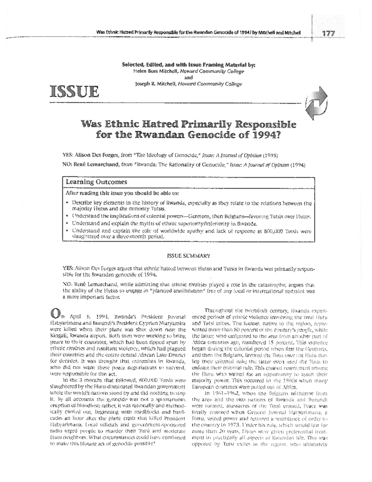 W3s Ethnic Hatred and the Rwandan Genocide: A Debate - Studocu