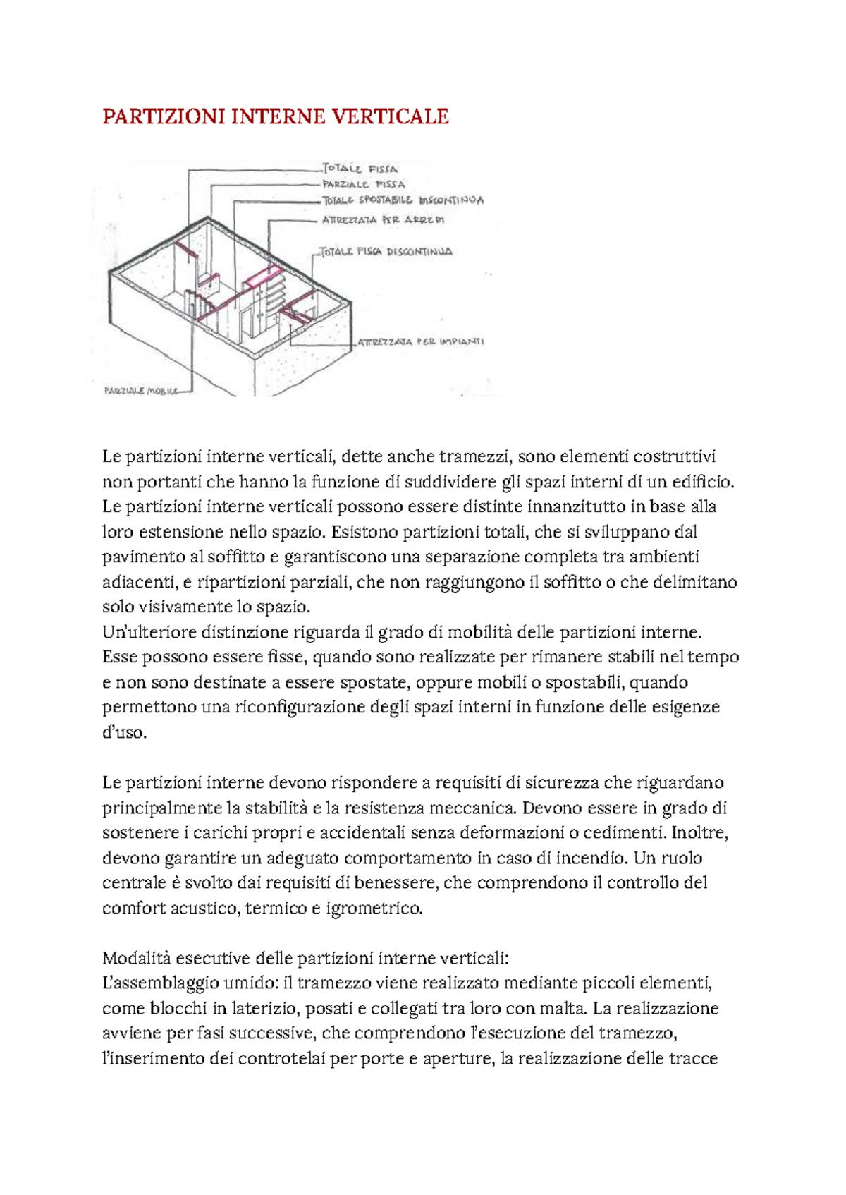 Partizioni Interne Verticali: Tipologie e Requisiti Costruttivi - Studocu