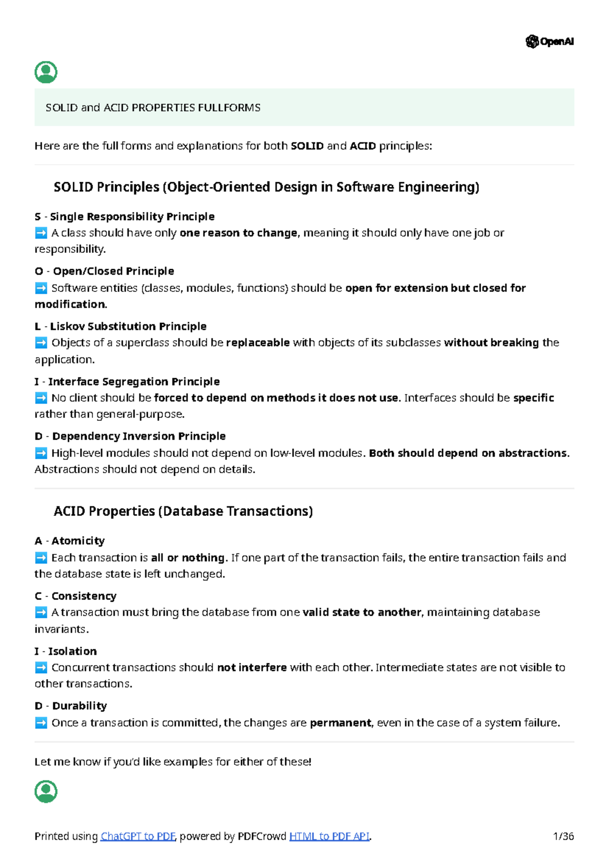 SOLID and ACID Principles Explained: Full Forms and Examples - Studocu