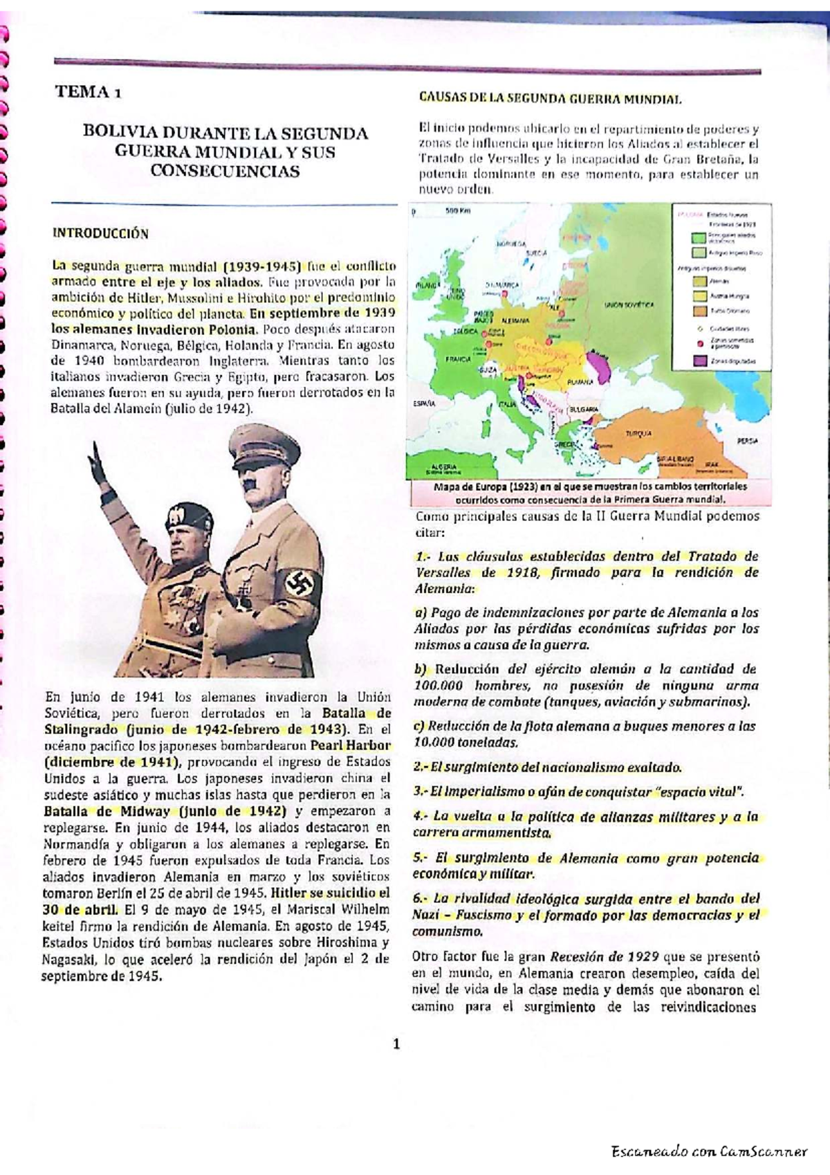 Historia 1: Causas y Consecuencias de la Segunda Guerra Mundial - Studocu