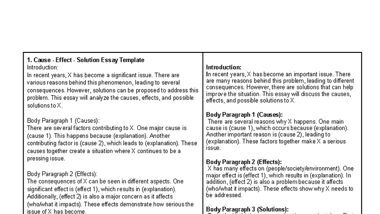 Task 2 - Viết Luận Điểm Dễ học - Cause - Effect - Solution Essay ...