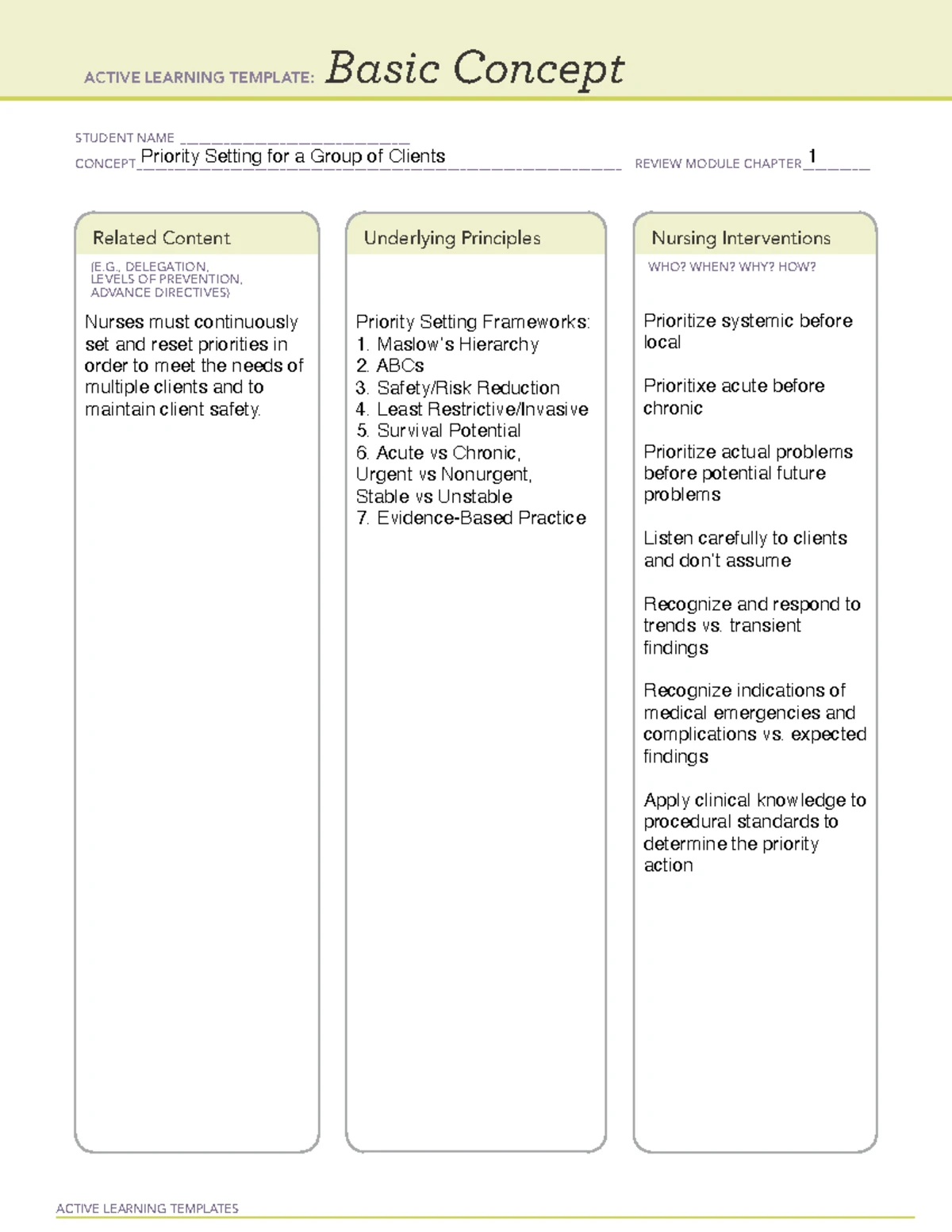 ACTIVE LEARNING TEMPLATE: Anemia ATI Concept Map (System Disorder ...
