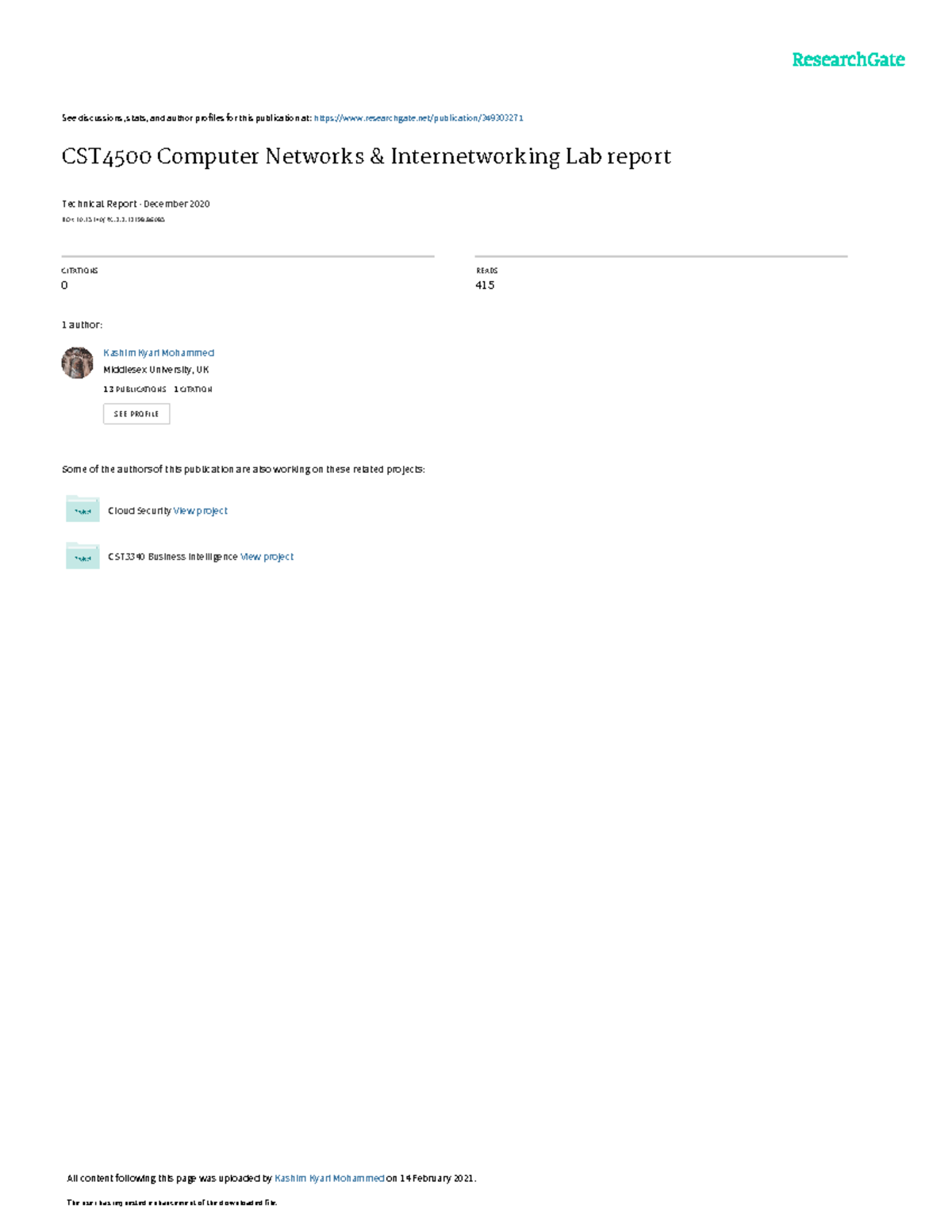 Computer Networks Labreport - See discussions, stats, and author ...