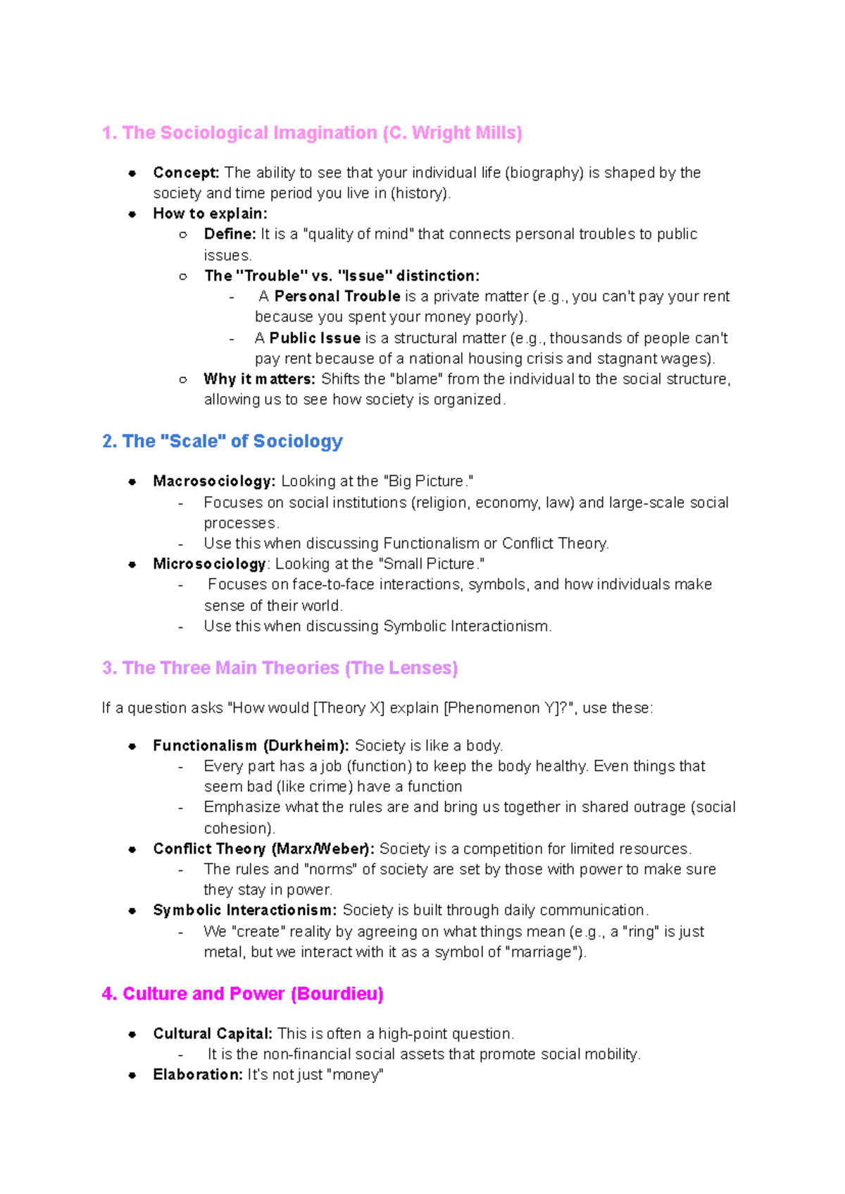 Sociology SA150: Lecture Notes on Key Concepts and Theories - Studocu