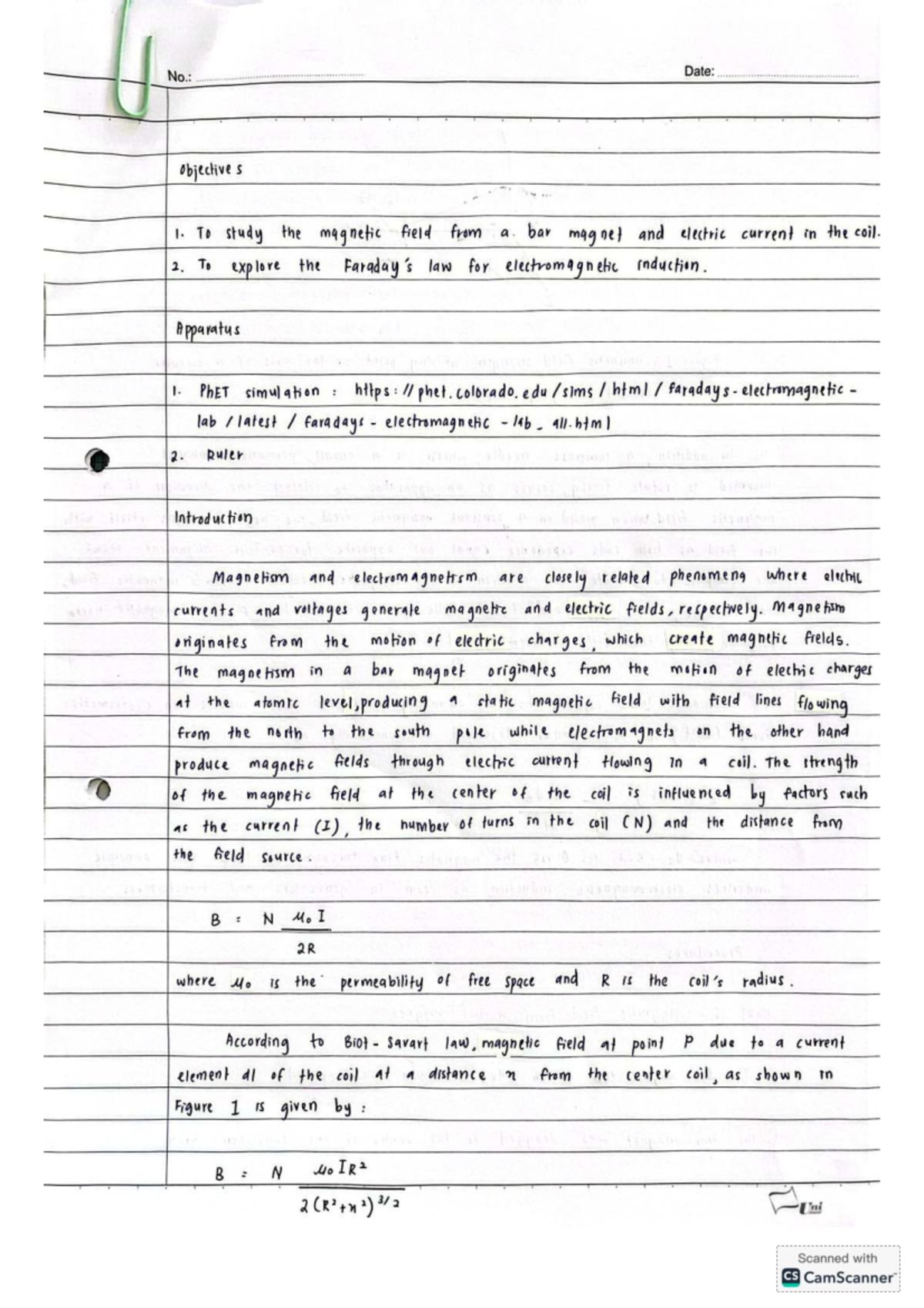 Lab Report 5: Magnetic Fields & Electromagnetic Induction Experiment ...