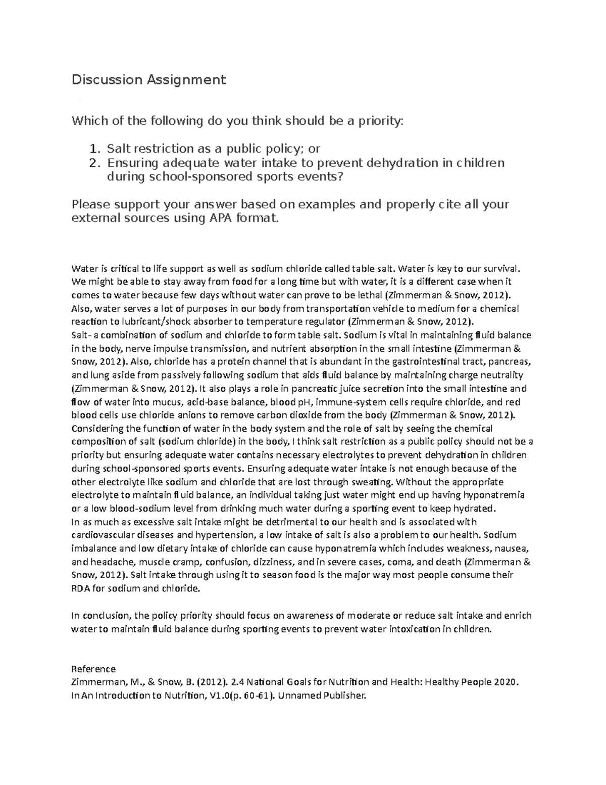 DF WEEK FIVE - DISCUSSION POST - Discussion Assignment Which of the ...