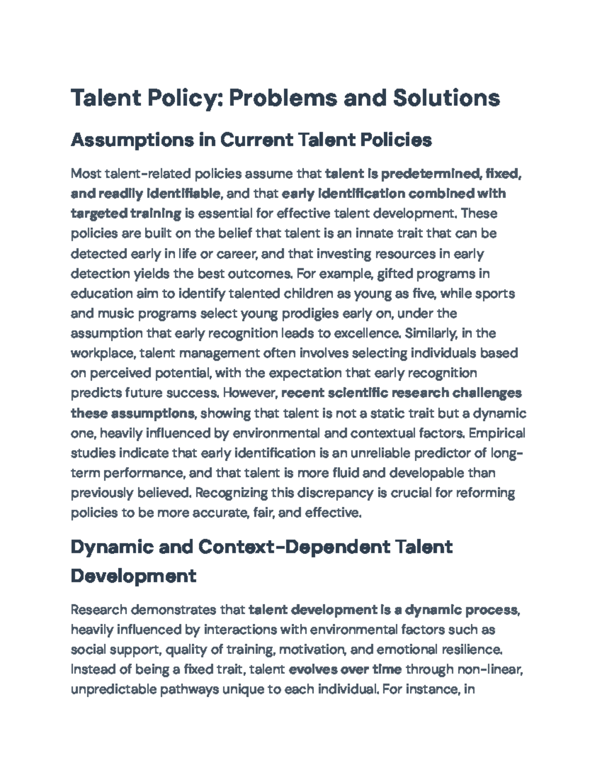 Reevaluating Talent Policies: Challenges & Solutions for Equity ...