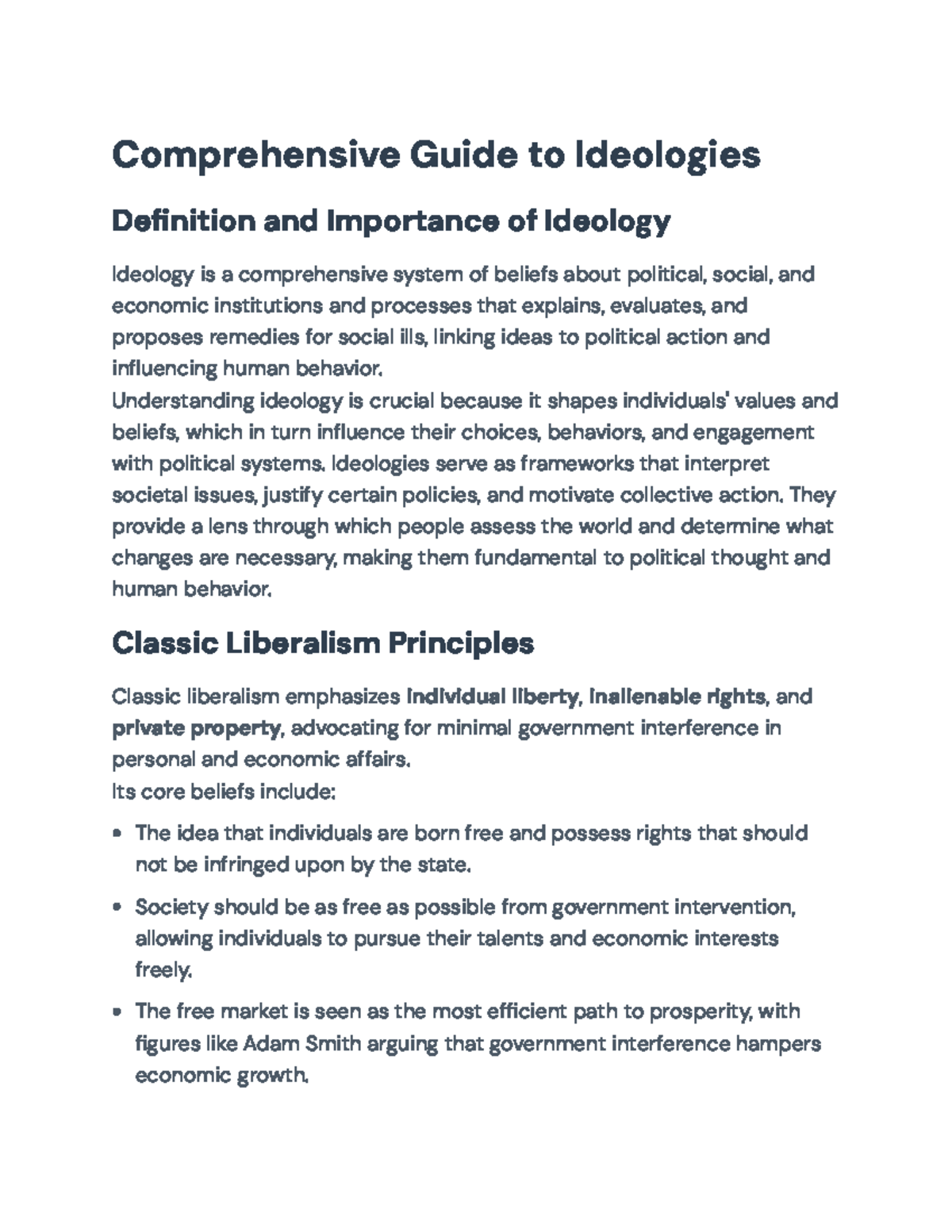Comprehensive Overview of Political Ideologies and Their Principles ...