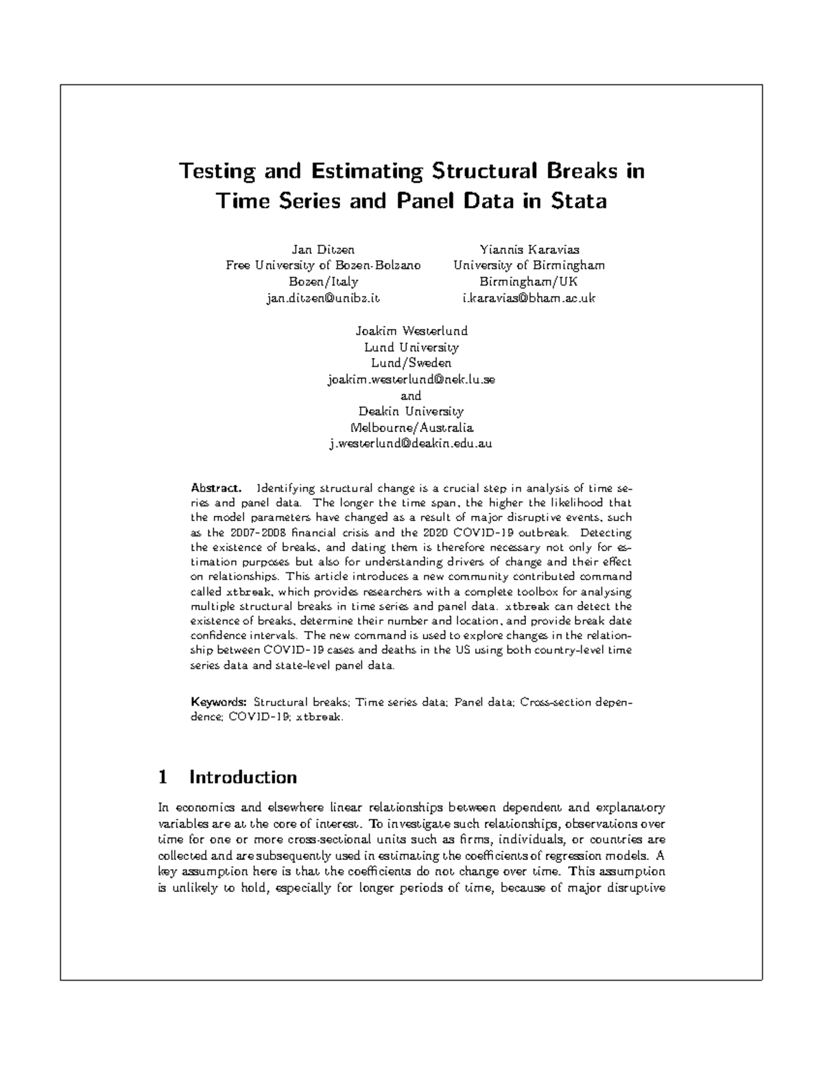 Structural Breaks in Time Series & Panel Data Analysis with Stata (21 ...